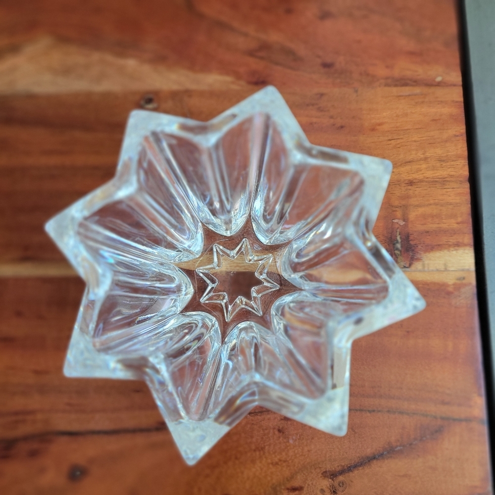 Crystal D'Arques Paris France 24% Lead Crystal Candle Holder 8 Point star Genuin - Picture 8 of 10